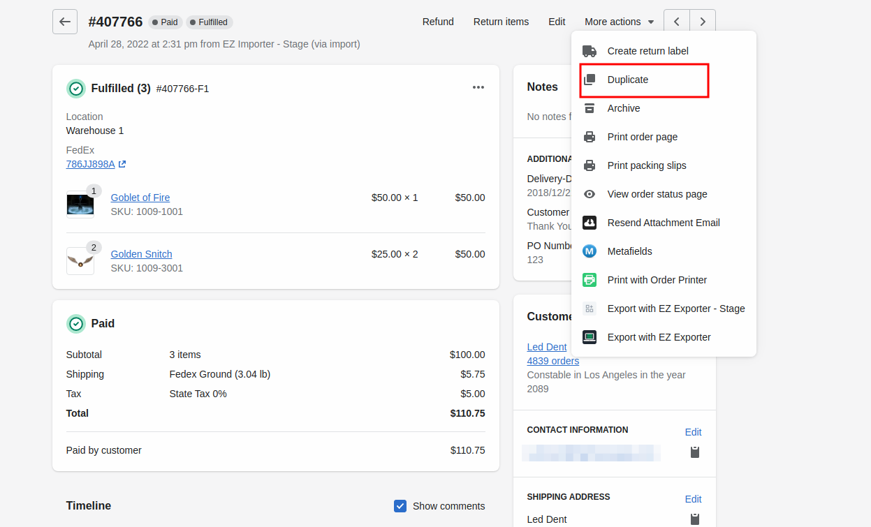Duplicate Your Orders Using The Shopify Admin Highview Apps
