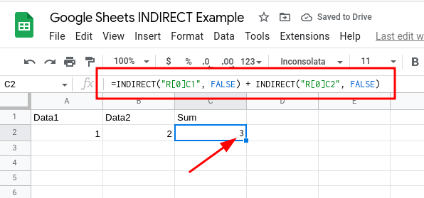 Exemple d'utilisation de la fonction INDIRECT