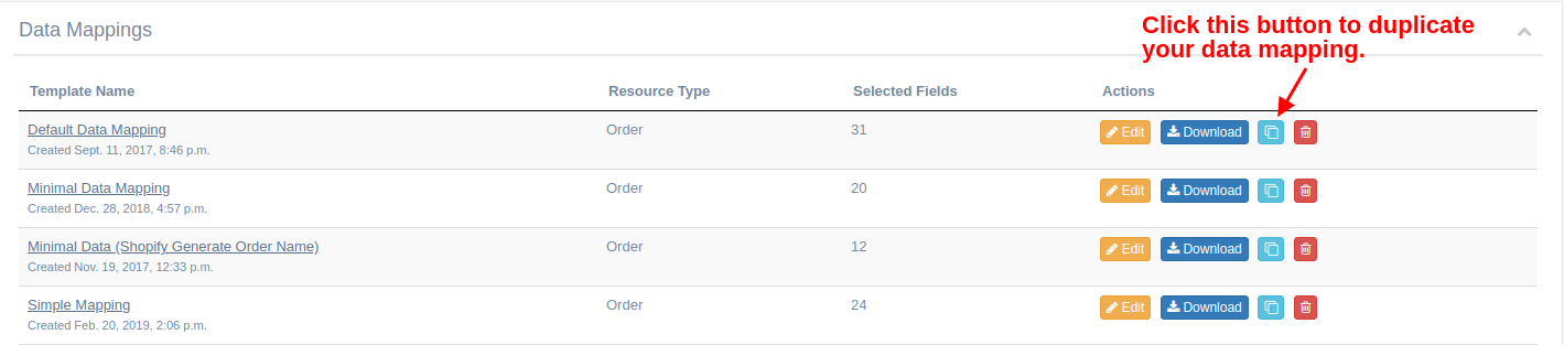 Data Mapping List