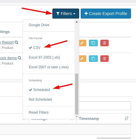 EZ Exporter - Filter Export Profile Listing