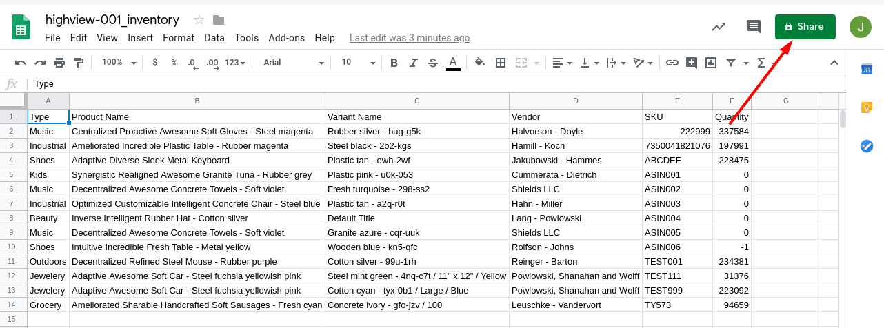 Share Google Sheets