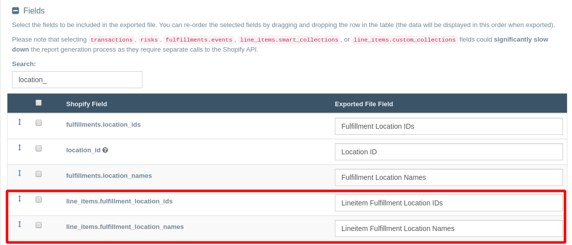 Export Fulfillment Locations at Line Item Level from Shopify Orders with EZ Exporter